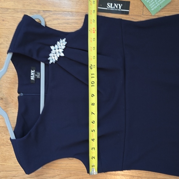 SL FASHIONS NEW YORK BRAND WOMEN'S BLUE SLEEVELESS DRESS SIZE 12 - Picture 9 of 14